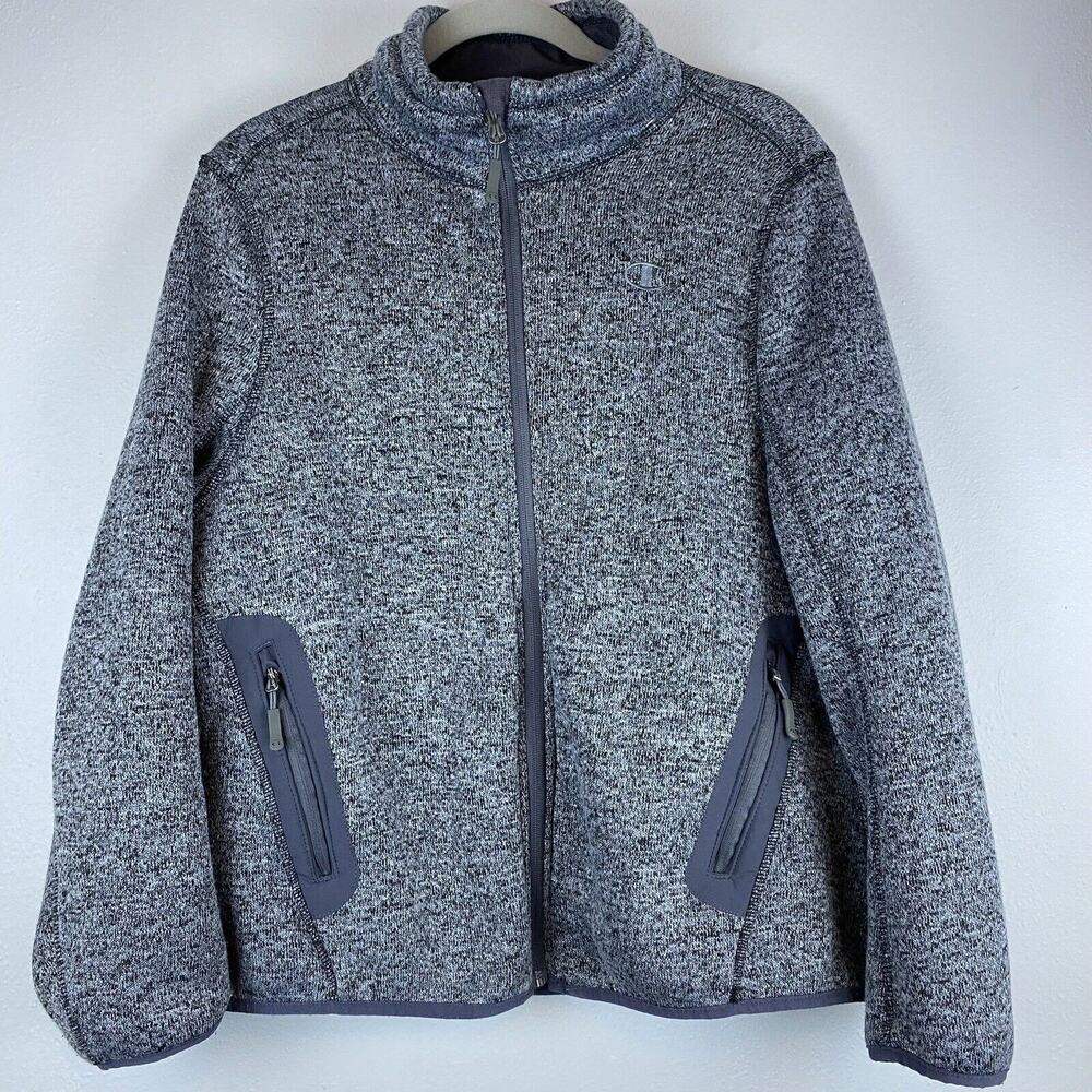 EUC Champion Sz XL Gray Marble Whisler Samani Melange faux Fur Lined Zip Pkts